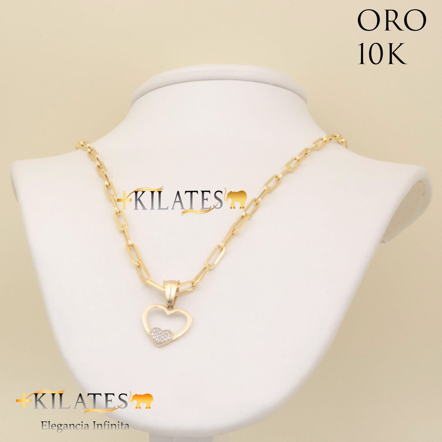 "CADENA ESTILO CLIP CON DIJE DE CORAZON. ORO 10K #775-1762"