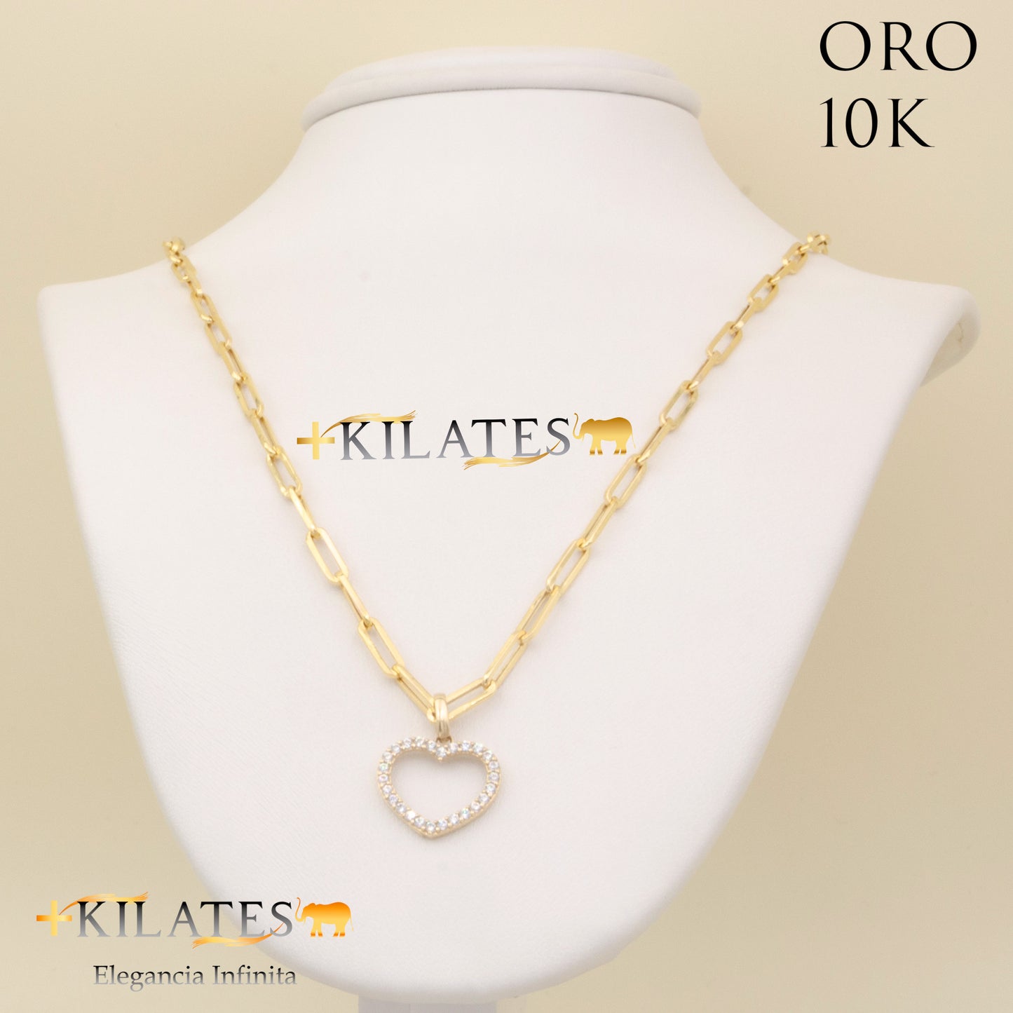 "CADENA ESTILO CLIP CON DIJE DE CORAZON. ORO 10K #775-1767"