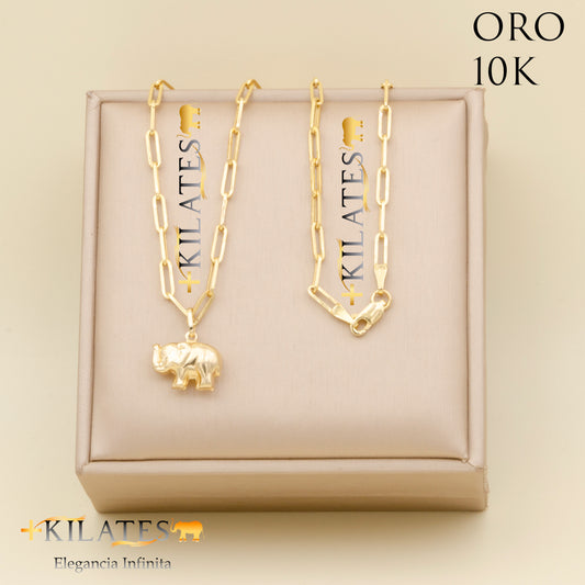 "CADENA ESTILO CLIP CON DIJE DE ELEFANTE. ORO 10K #775-1789"