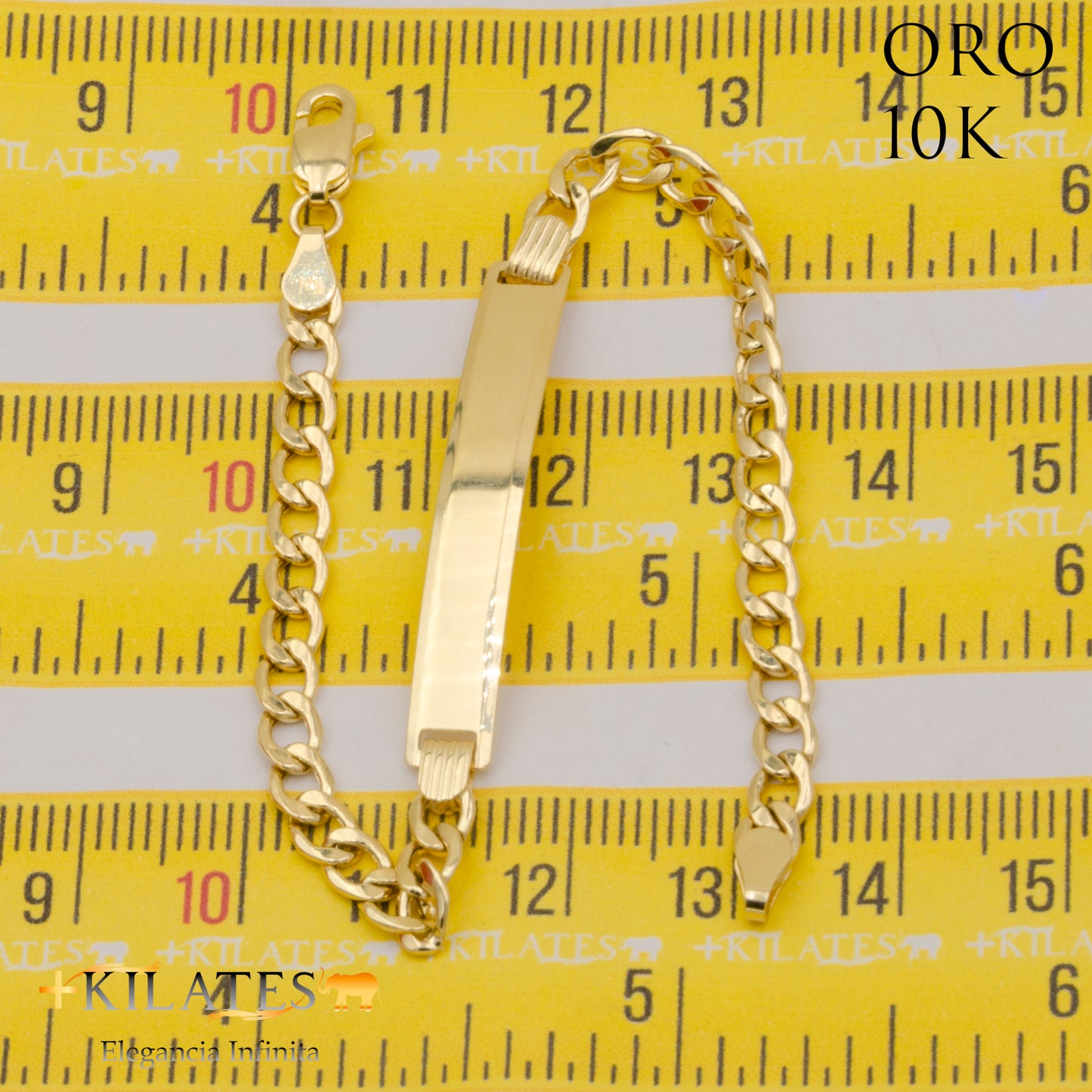 "PULSERA DE ADULTO 17.5 CM CUBANA DIAMANTADA . ORO 10 KILATES  #775-1818"