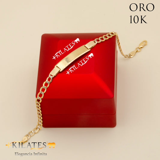 "PULSERA DE ADULTO 20.5 CM CUBANA DIAMANTADA . ORO 10 KILATES  #775-1817"