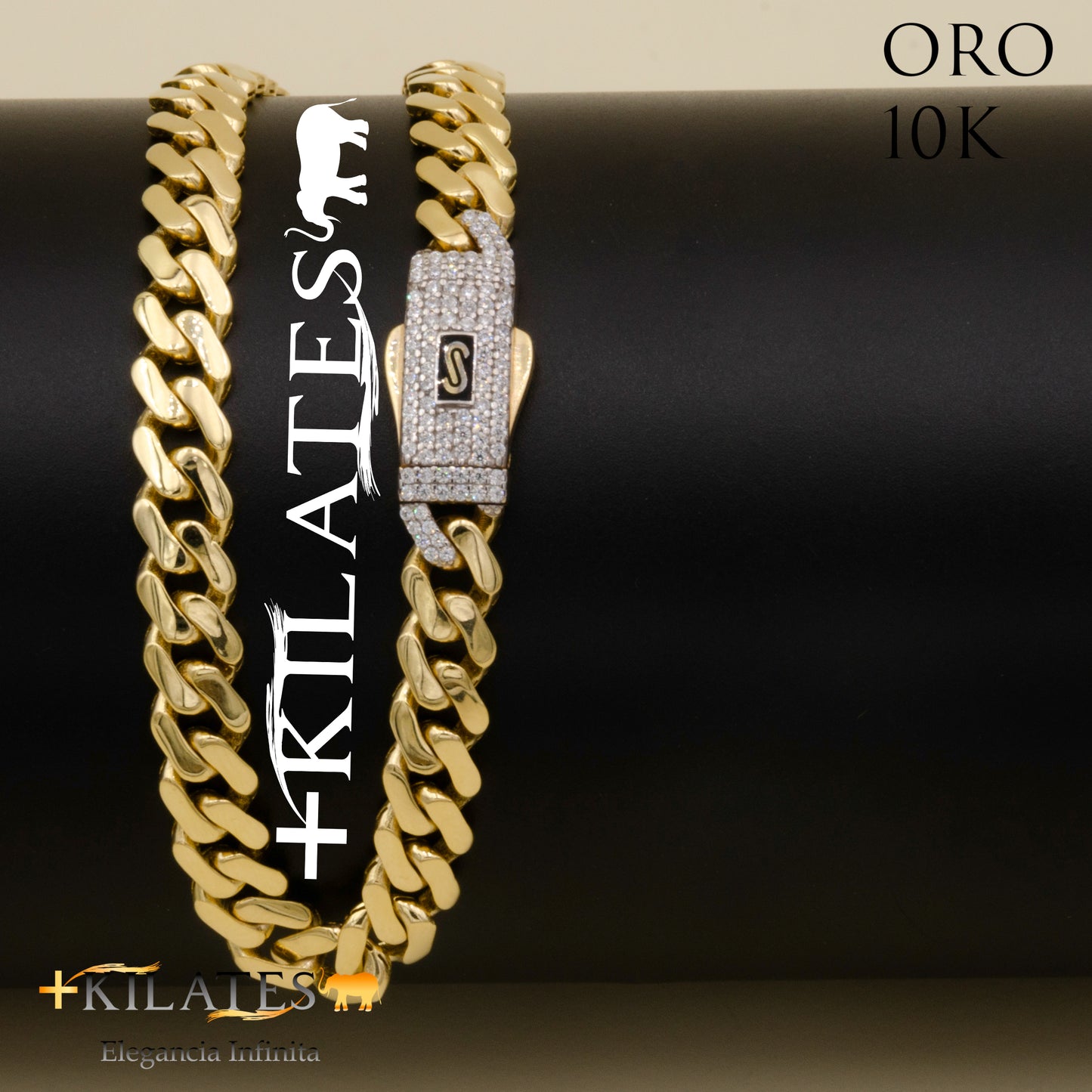 "PULSERA DE ADULTO 21 CM. MONACO ORO 10 KILATES  #775-1819"