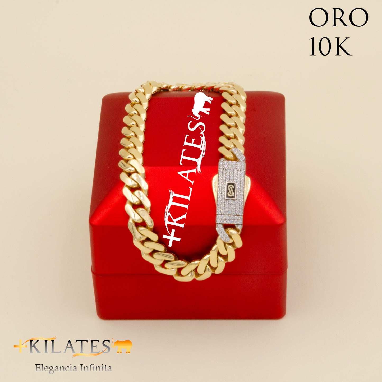 "PULSERA DE ADULTO 21 CM. MONACO ORO 10 KILATES  #775-1819"