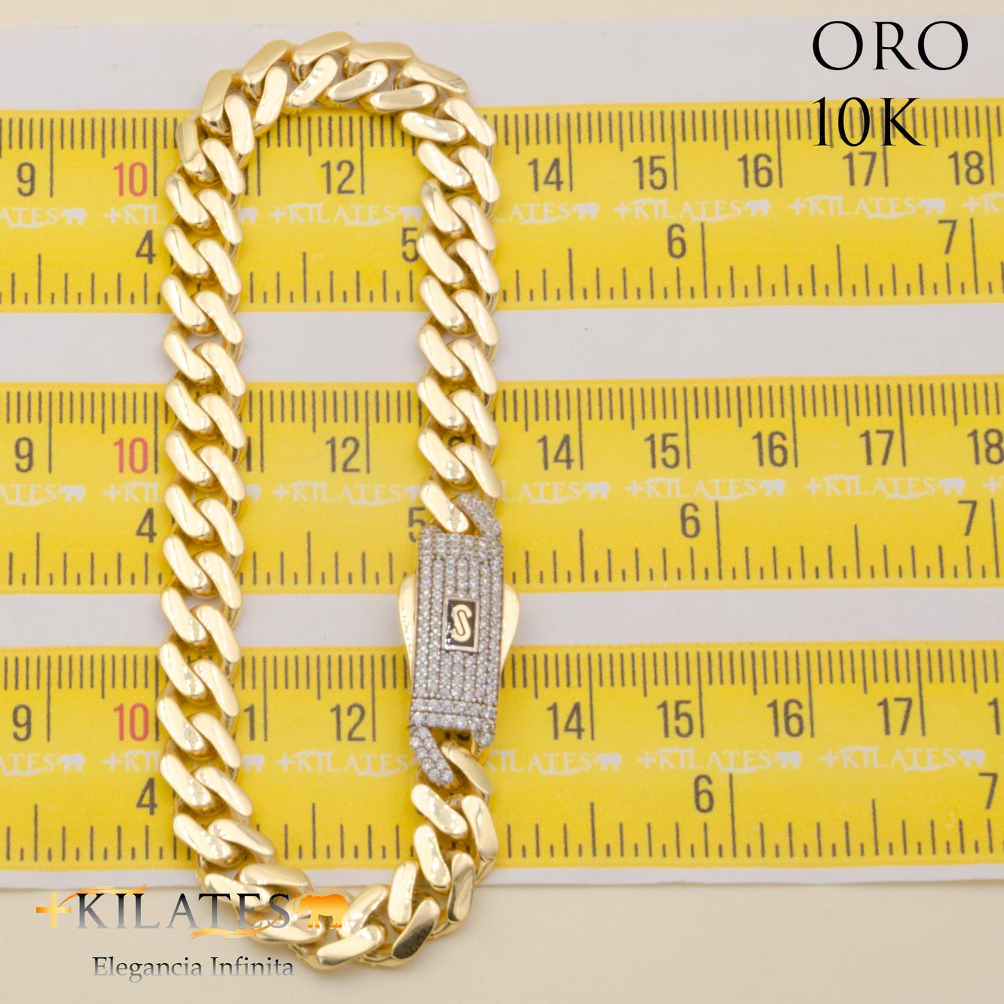 "PULSERA DE ADULTO 21 CM. MONACO ORO 10 KILATES  #775-1819"