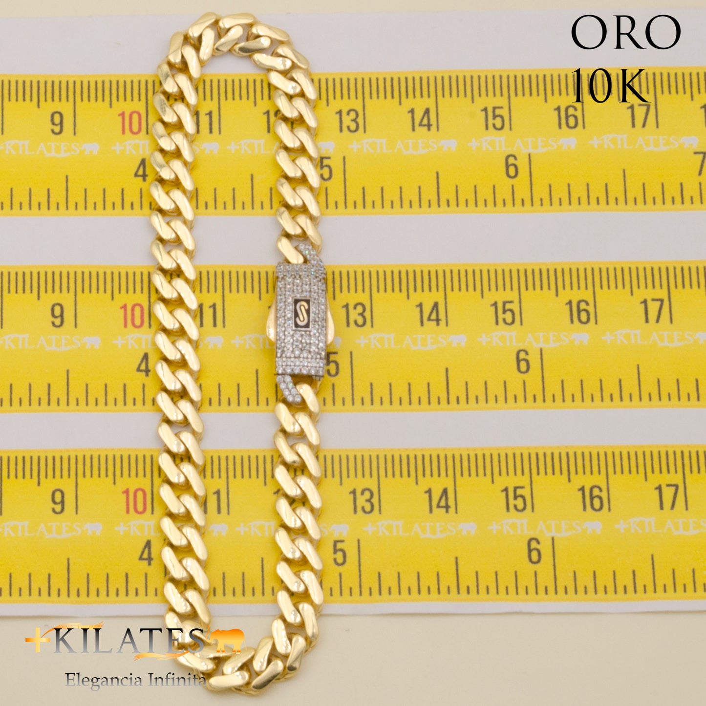 "PULSERA DE ADULTO 21 CM. MONACO ORO 10 KILATES  #775-1820"