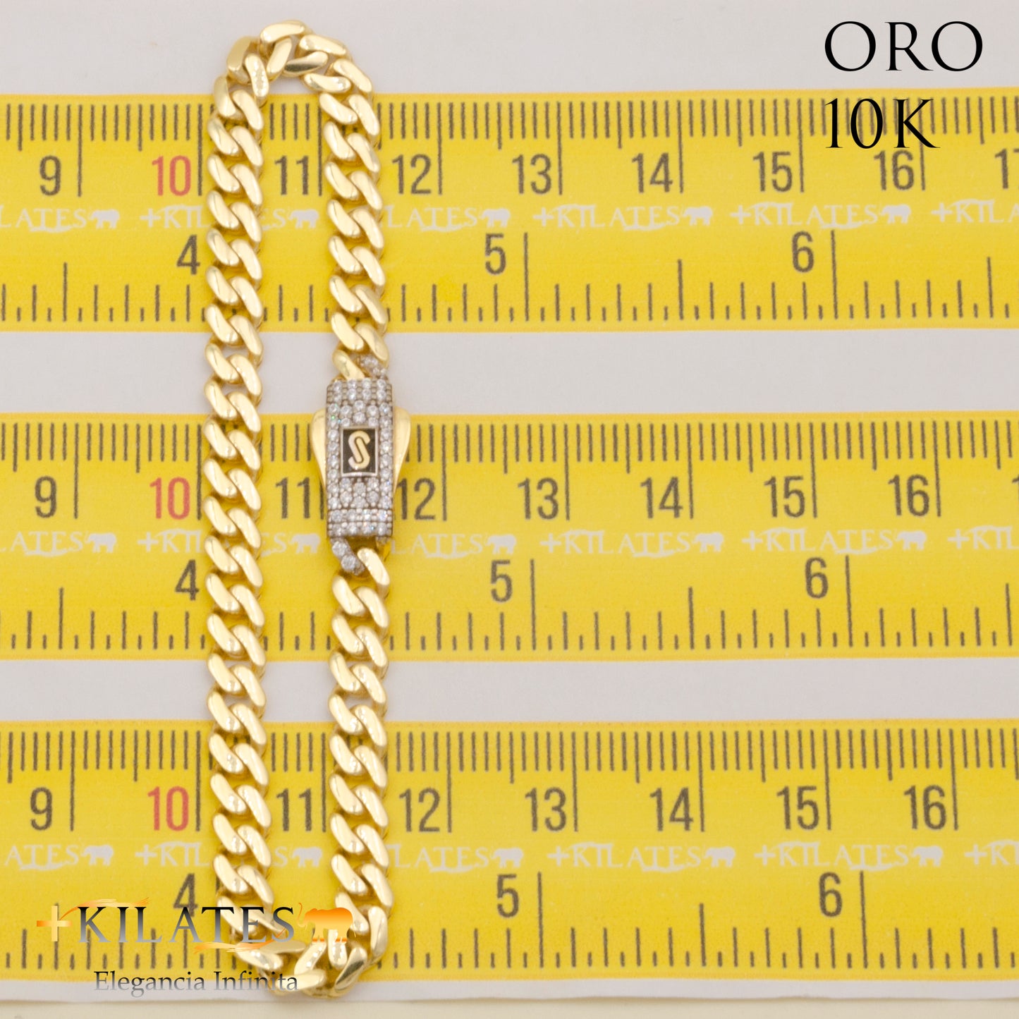 "PULSERA DE ADULTO 17.5 CM. MONACO ORO 10 KILATES  #775-1822"