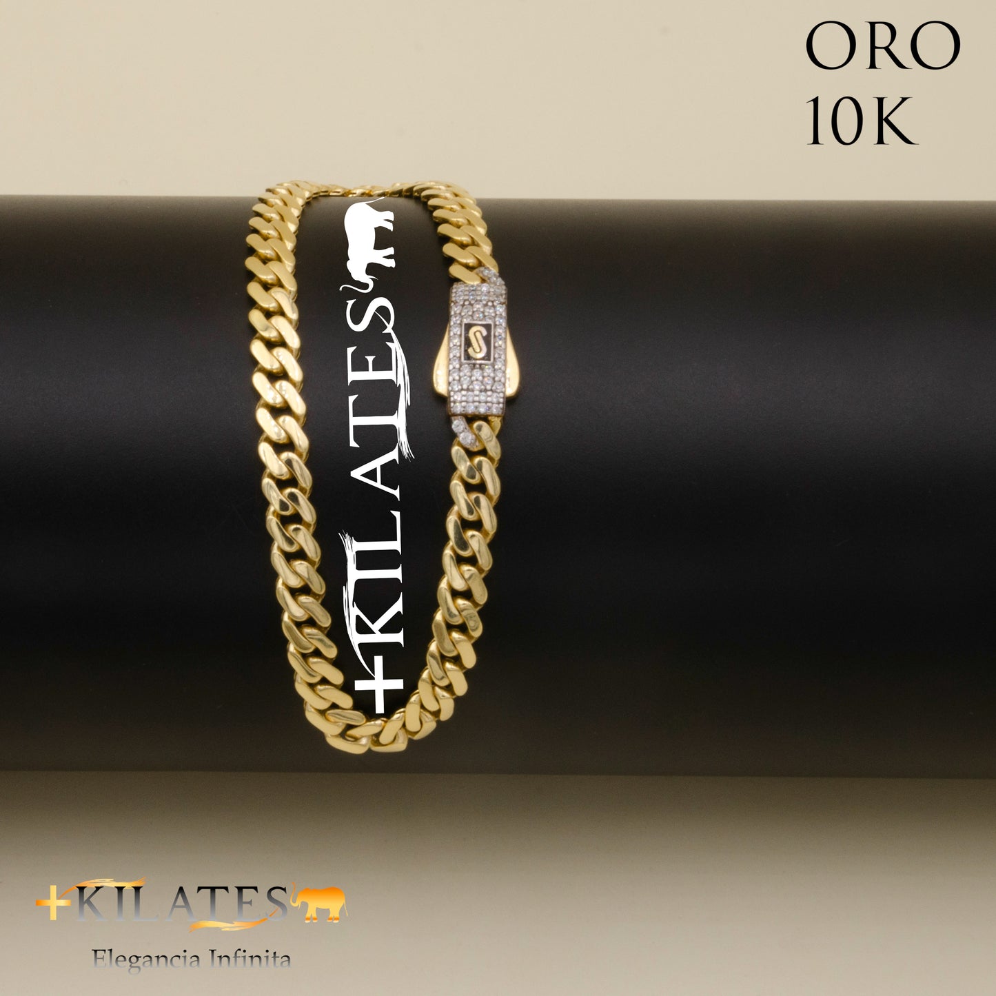 "PULSERA DE ADULTO 17.5 CM. MONACO ORO 10 KILATES  #775-1822"