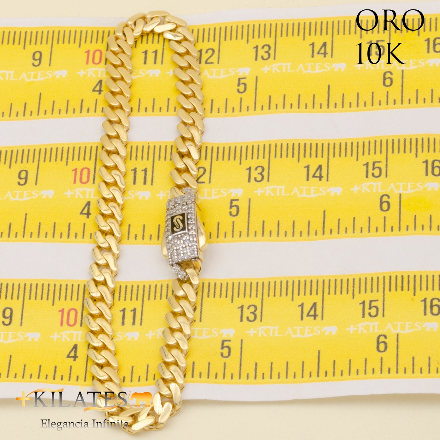 "PULSERA DE ADULTO 18.7 CM. MONACO ORO 10 KILATES  #775-1823"