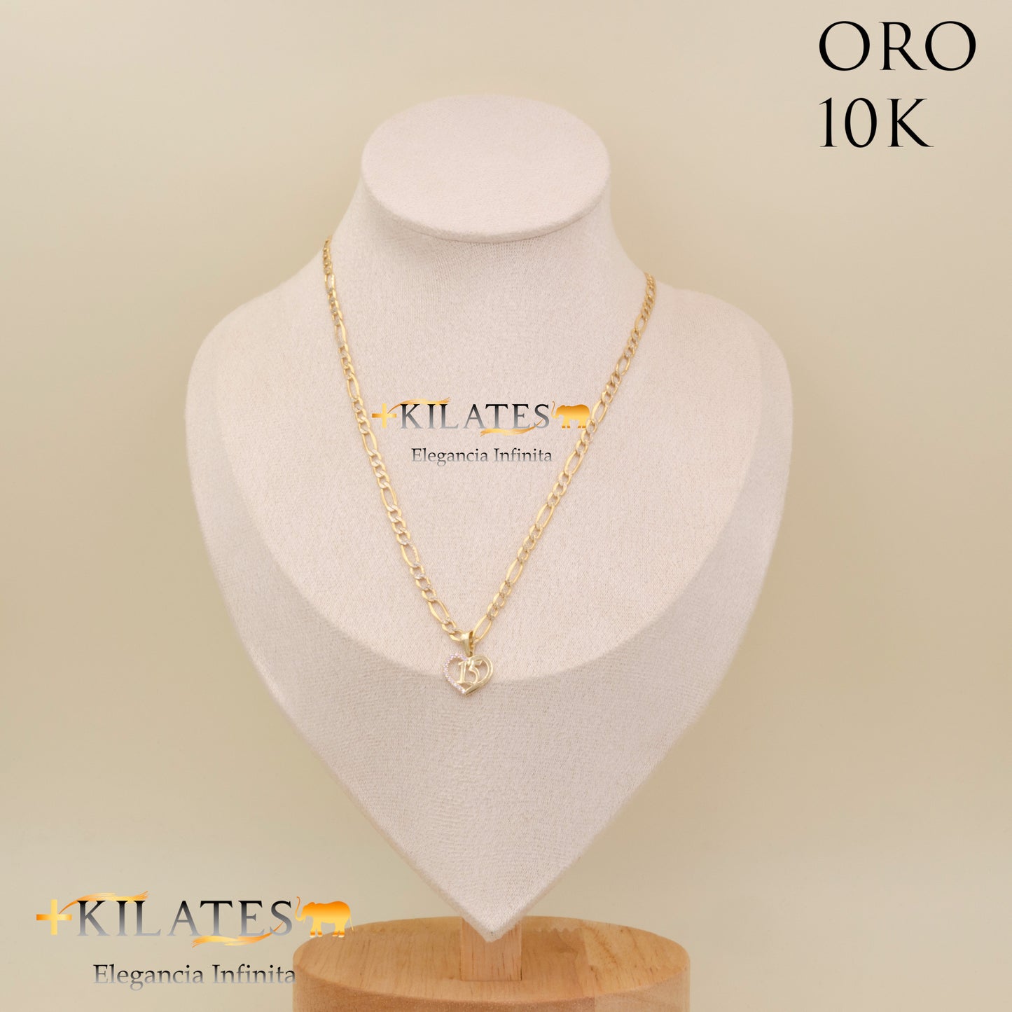 "CADENA 50 CM ESTILO 3+1  DIAMANTADA CON DIJE DE QUINCE AÑOS. ORO 10 KILATES #775-1855"