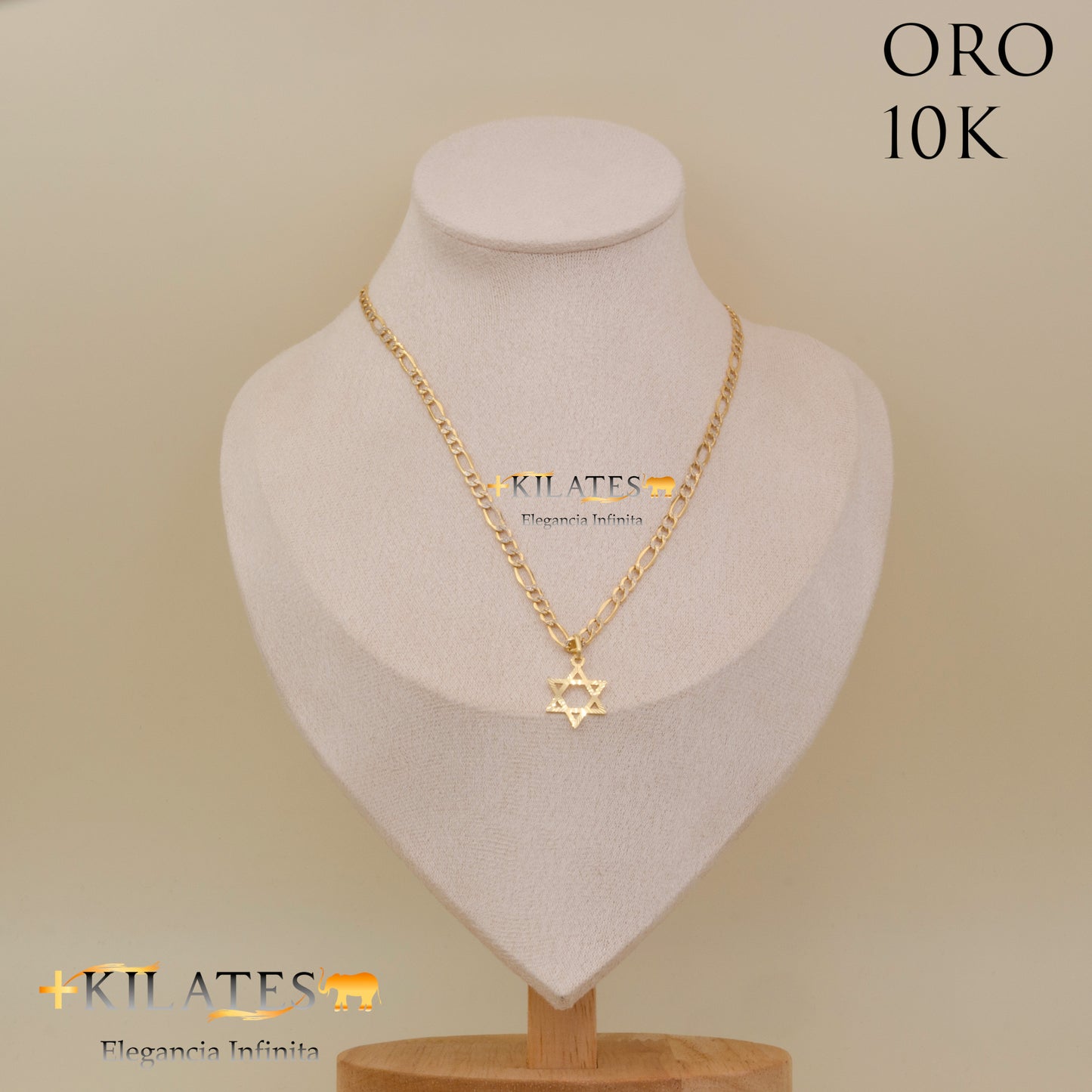 "CADENA 50 CM ESTILO 3+1  DIAMANTADA CON DIJE DE ESTRELLA. ORO 10 KILATES #775-1876"