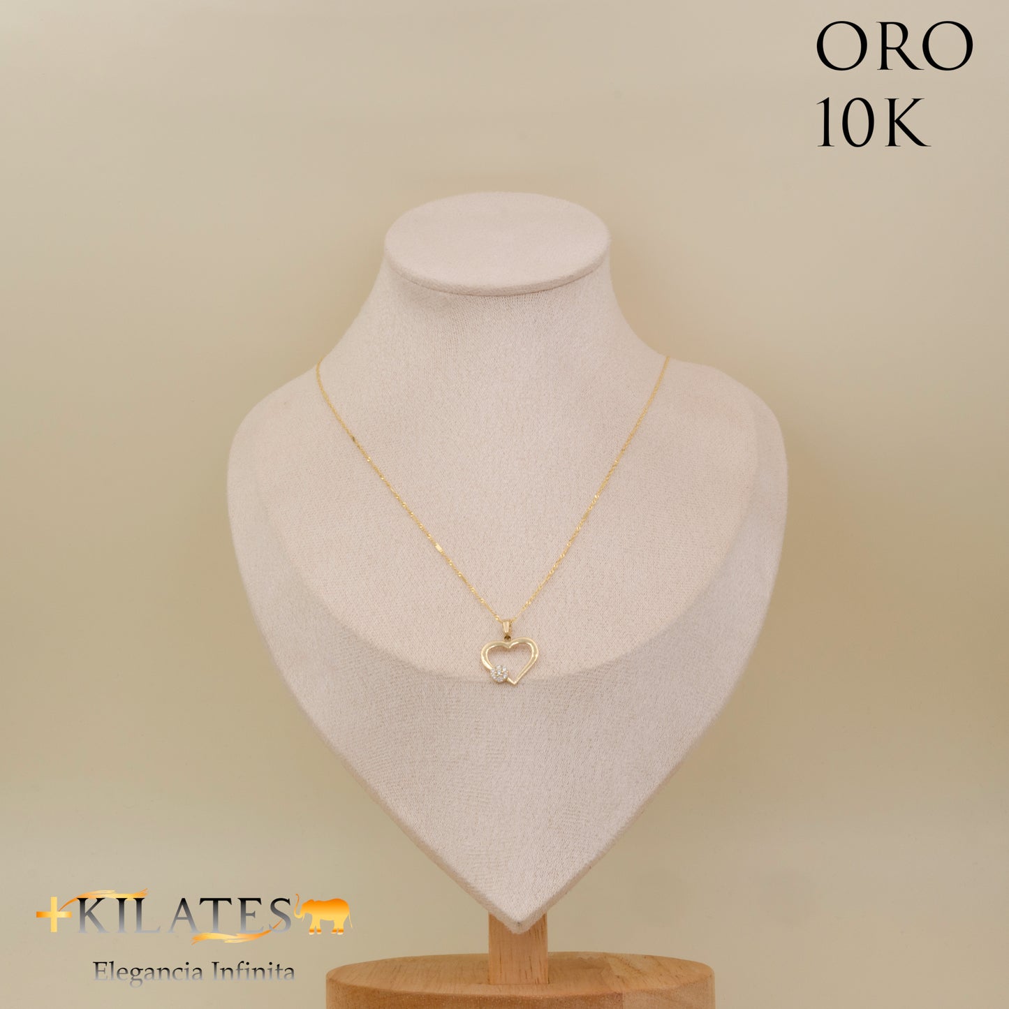 "CADENA 50 CM ESTILO FINITA  CON DIJE DE CORAZON. ORO 10 KILATES #775-1886"