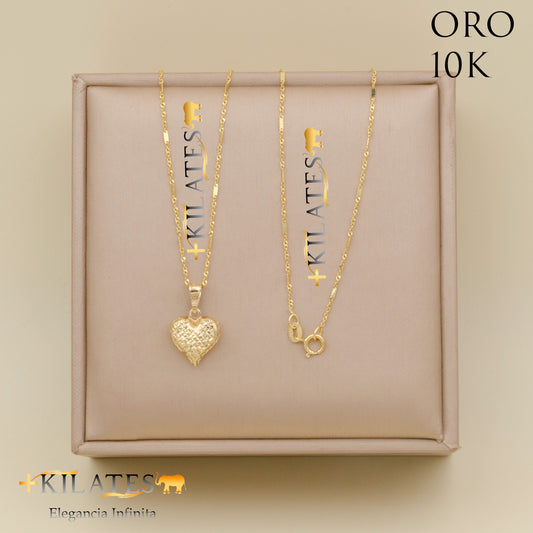 "CADENA 50 CM ESTILO FINITA  CON DIJE DE CORAZON. ORO 10 KILATES #775-1883"