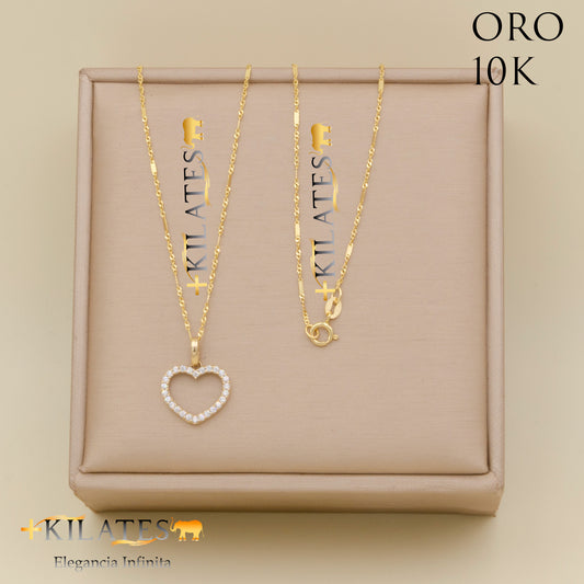 "CADENA 50 CM ESTILO FINITA  CON DIJE DE CORAZON. ORO 10 KILATES #775-1885"