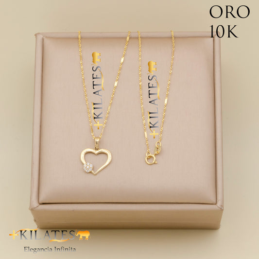 "CADENA 50 CM ESTILO FINITA  CON DIJE DE CORAZON. ORO 10 KILATES #775-1886"