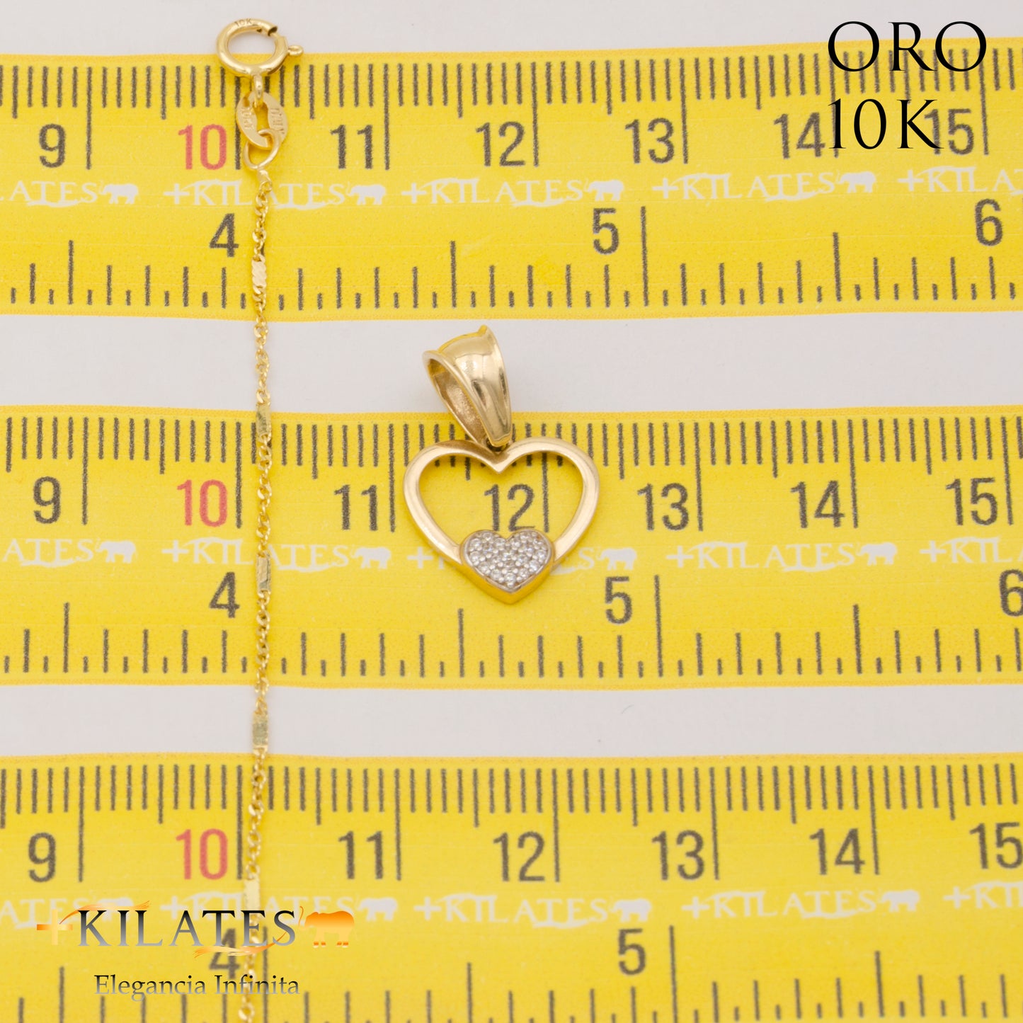 "CADENA 45 CM ESTILO FINITA  CON DIJE DE CORAZON. ORO 10 KILATES #775-1884"