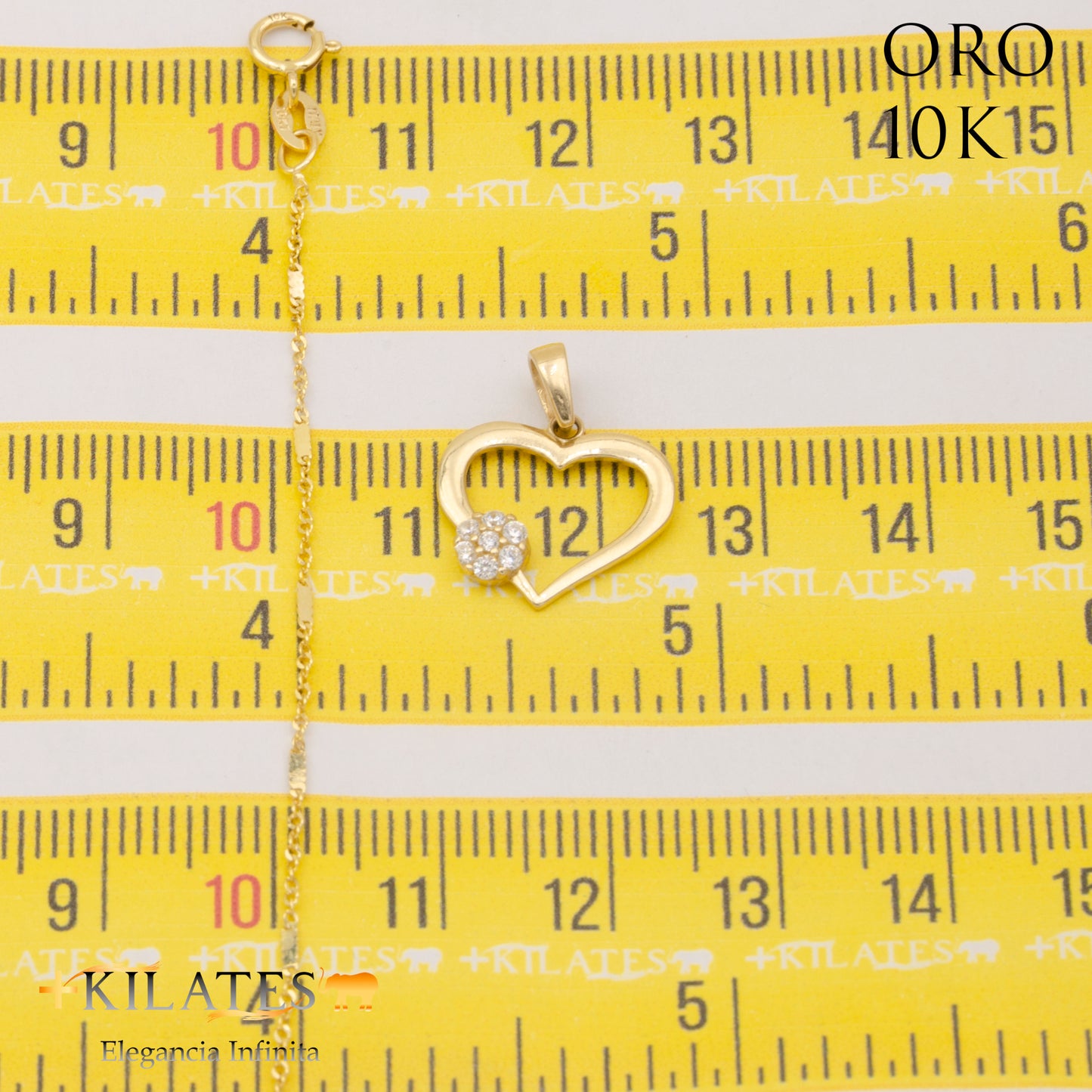 "CADENA 50 CM ESTILO FINITA  CON DIJE DE CORAZON. ORO 10 KILATES #775-1886"