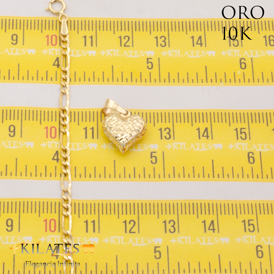 "CADENA 50 CM 3+1  CON DIJE DE CORAZON. ORO 10 KILATES #775-1912"