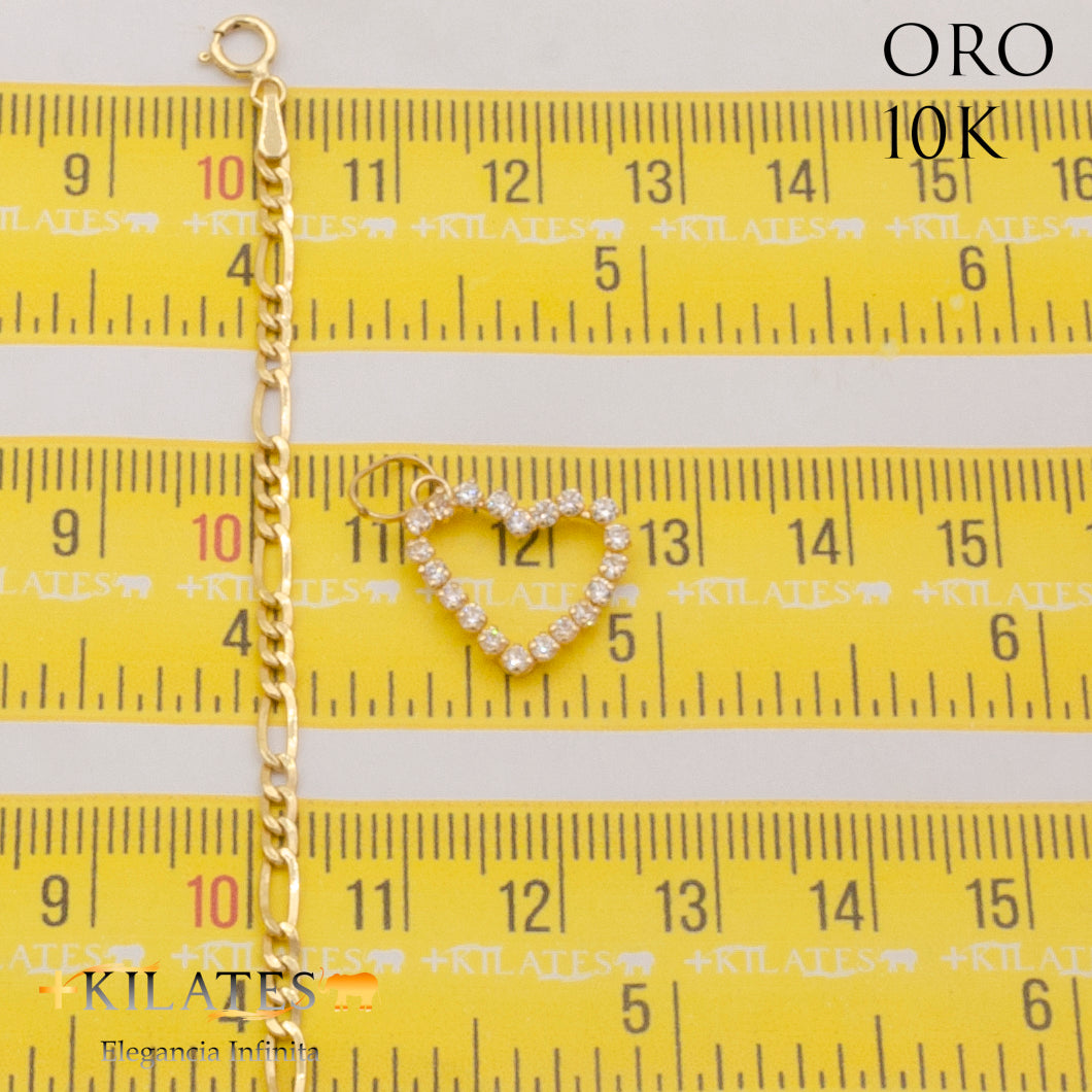 "CADENA 50 CM 3+1  CON DIJE DE CORAZON. ORO 10 KILATES #775-1917"