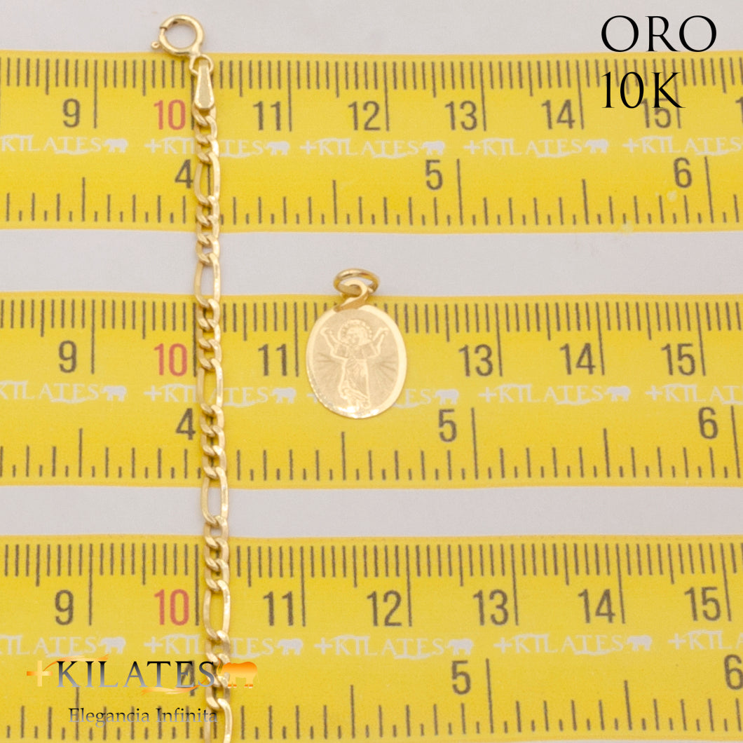 "CADENA 50 CM 3+1  CON DIJE DE DIVINO NIÑO. ORO 10 KILATES #775-1932"