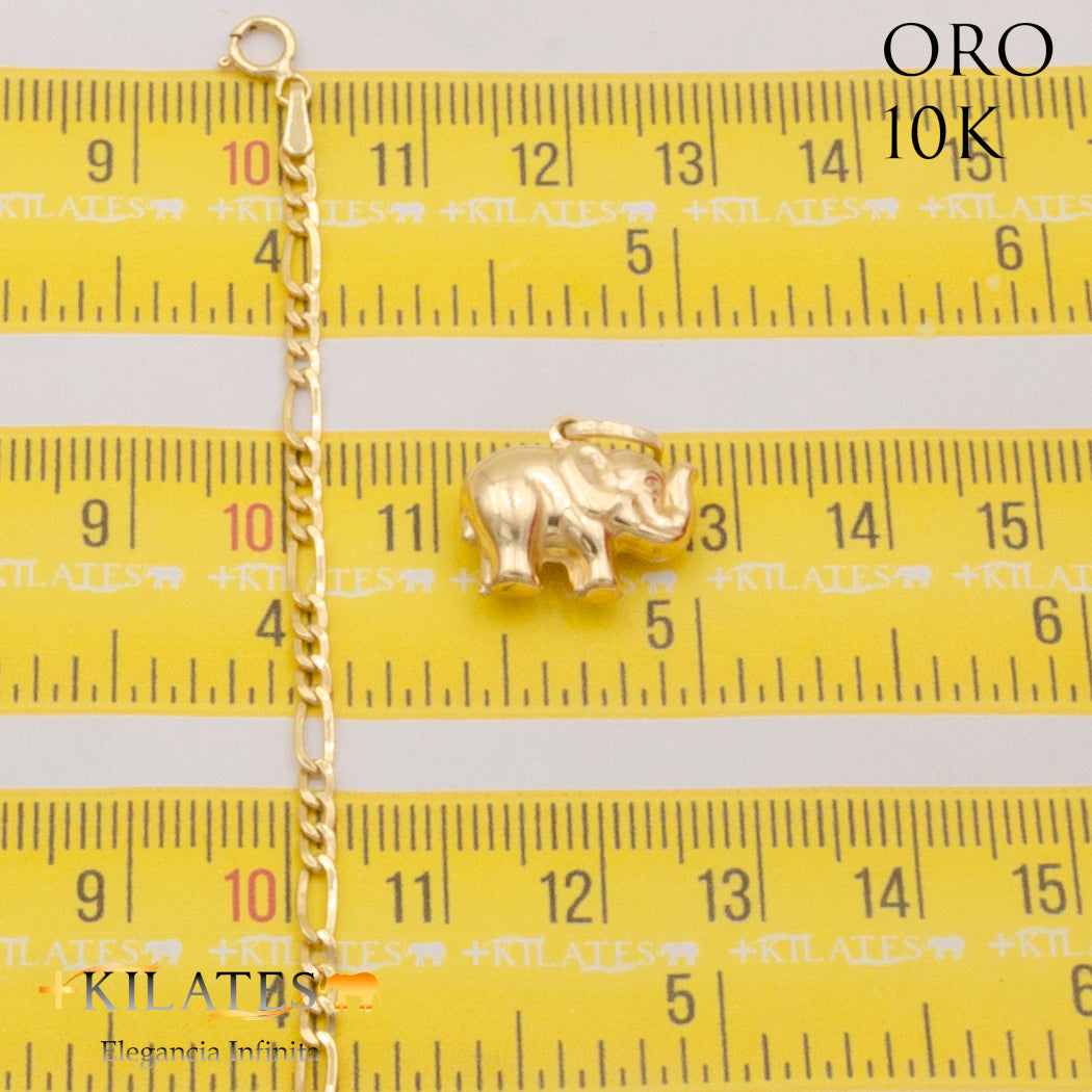 "CADENA 50 CM 3+1  CON DIJE DE ELEFANTE. ORO 10 KILATES #775-1936"