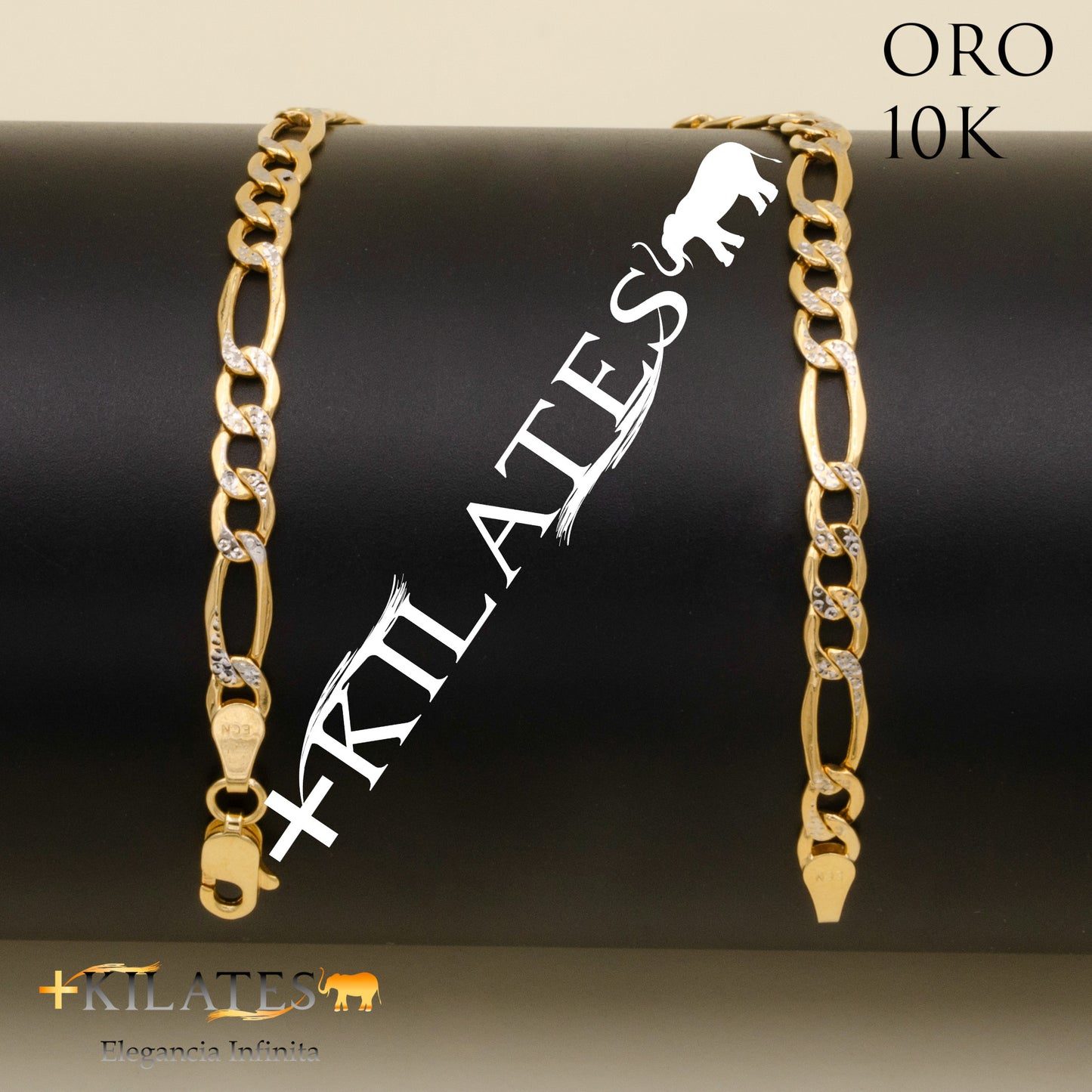 "PULSERA DE ADULTO 20.5 CM ESTILO 3+1 DIAMANTADA. ORO 10 KILATES #775-1951"