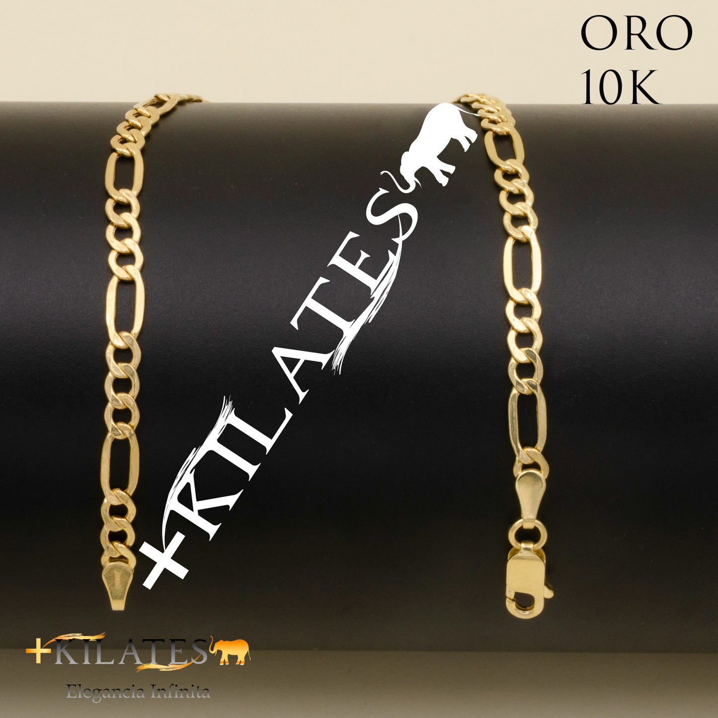 "PULSERA DE ADULTO 21 CM ESTILO 3+1 . ORO 10 KILATES #775-1952"