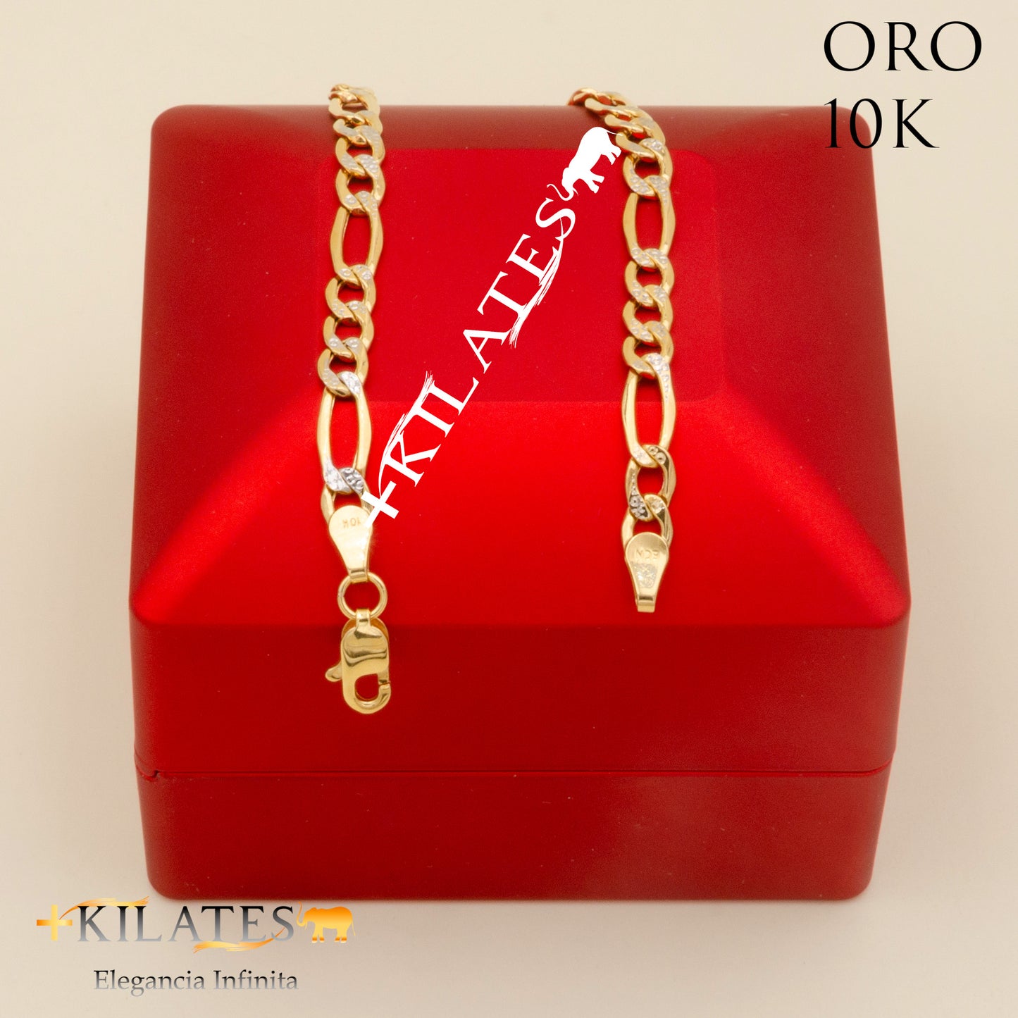 "PULSERA DE ADULTO 20.5 CM ESTILO 3+1 DIAMANTADA. ORO 10 KILATES #775-1951"