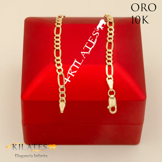 "PULSERA DE ADULTO 21 CM ESTILO 3+1 . ORO 10 KILATES #775-1952"