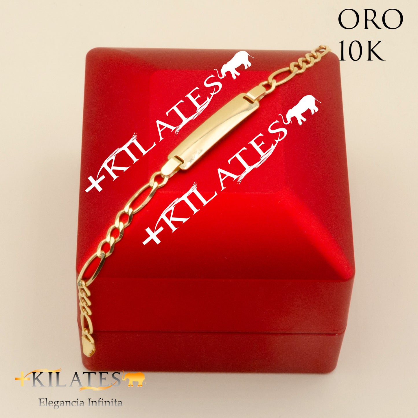 "PULSERA DE NIÑO 15.5 CM ESTILO 3+1 . ORO 10 KILATES #775-1953"