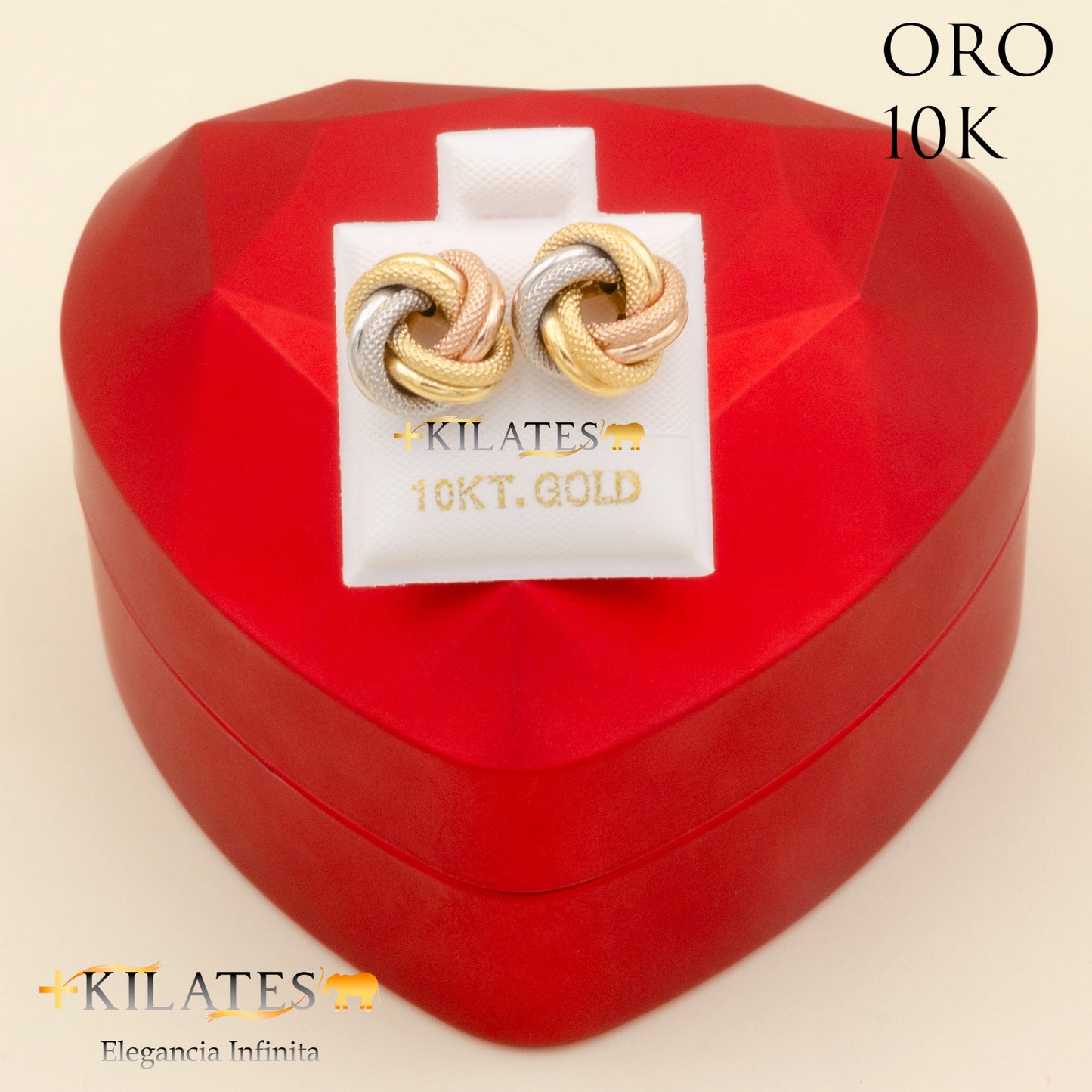 ARETES PREMIUM DE NUDO GRANDE. ORO 10K #775-2063