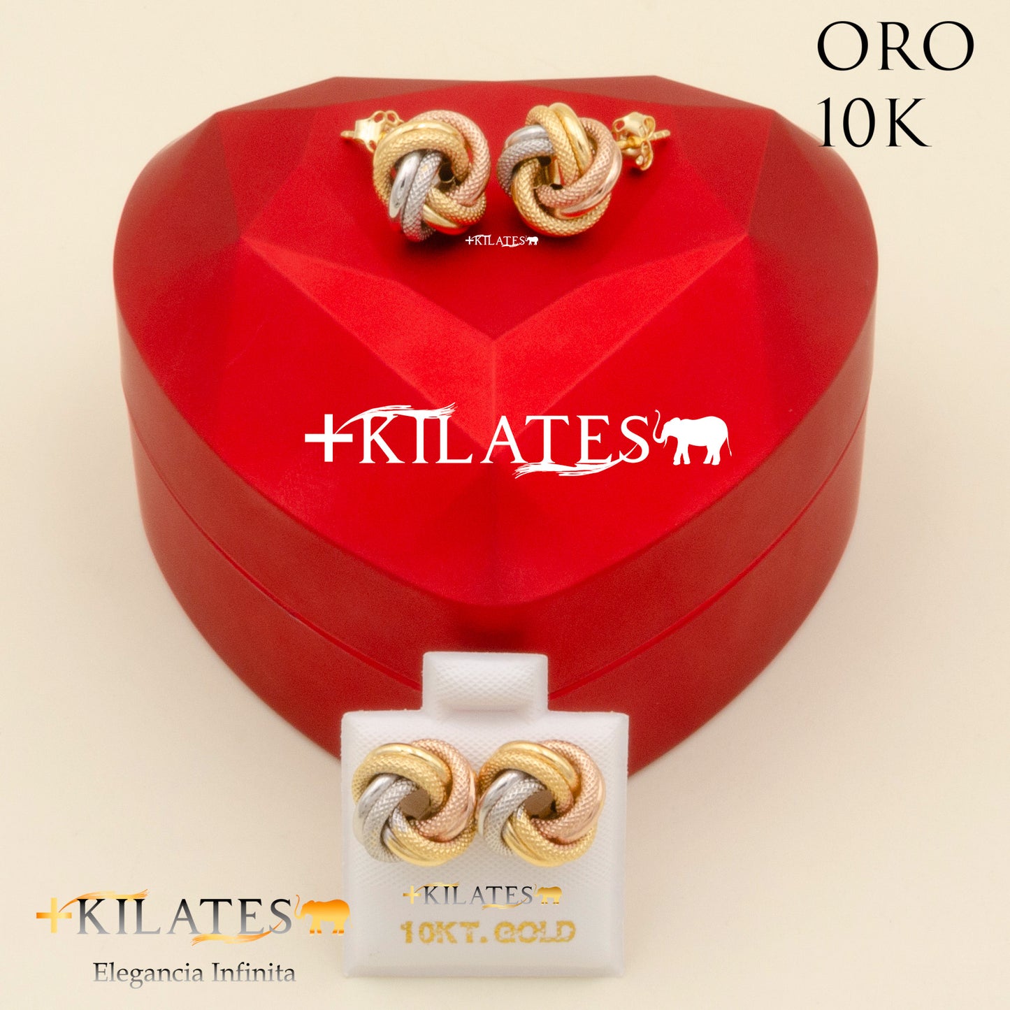 ARETES PREMIUM DE NUDO GRANDE. ORO 10K #775-2063