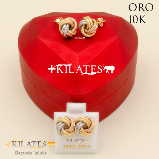 ARETES PREMIUM DE NUDO GRANDE. ORO 10K #775-2063