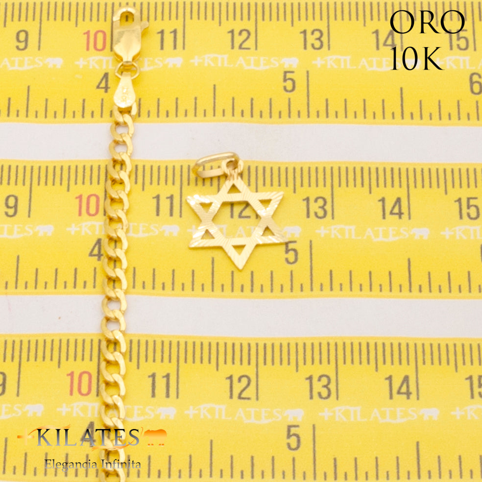 "CADENA PARA ADULTO 50 CM ESTILO CUBANA CON DIJE DE ESTRELLA. ORO 10K #775-2079"