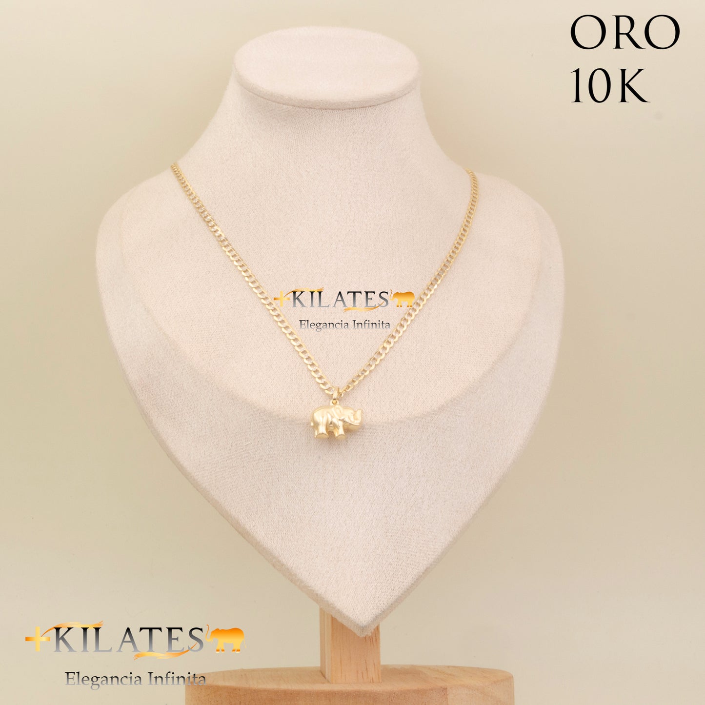 "CADENA PARA ADULTO ESTILO CUBANA DIAMANTADA CON DIJE DE ELEFANTE. ORO 10K #775-2148"