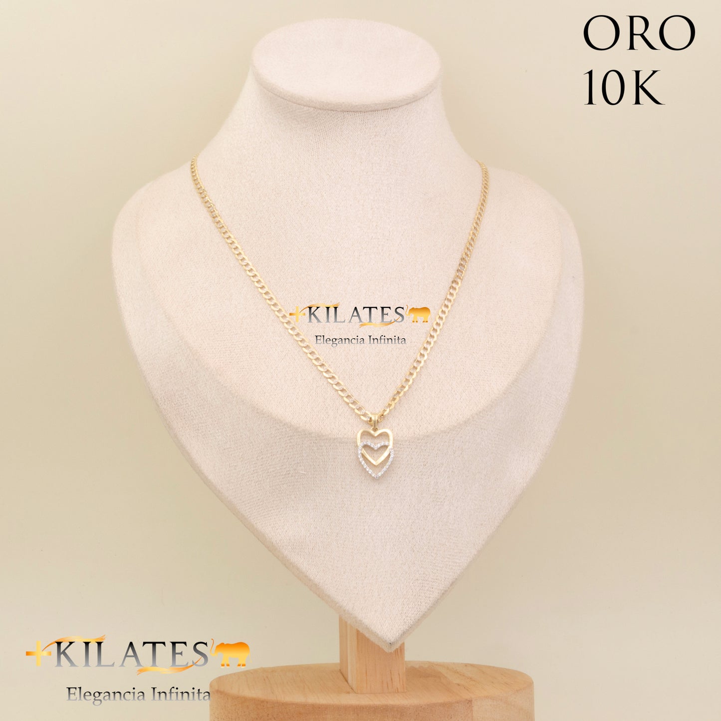 "CADENA PARA ADULTO ESTILO CUBANA DIAMANTADA CON DIJE DE CORAZON. ORO 10K #775-2143"