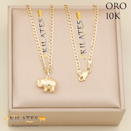 "CADENA PARA ADULTO ESTILO CUBANA DIAMANTADA CON DIJE DE ELEFANTE. ORO 10K #775-2148"