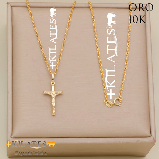 "CADENA PARA ADULTO 50CM CON DIJE DE CRUZ  ESTILO LAZO. ORO 1OK #775-2266"