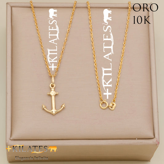 "CADENA PARA ADULTO 50CM CON DIJE DE ANCLA  ESTILO LAZO. ORO 1OK #775-2268"