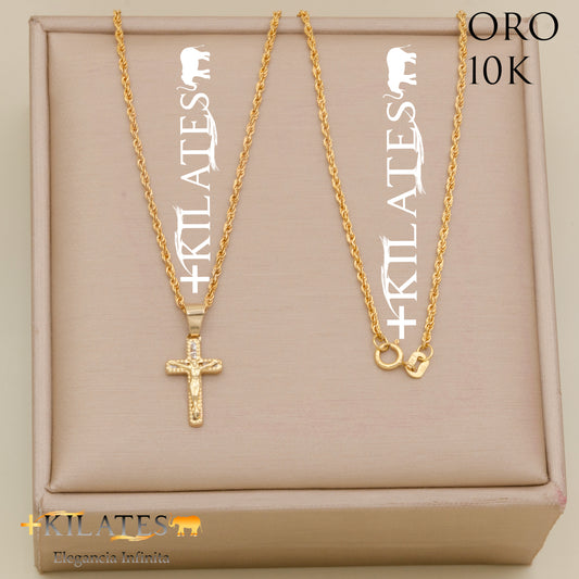 "CADENA PARA ADULTO 50CM CON DIJE DE CRUZ  ESTILO LAZO. ORO 1OK #775-2269"