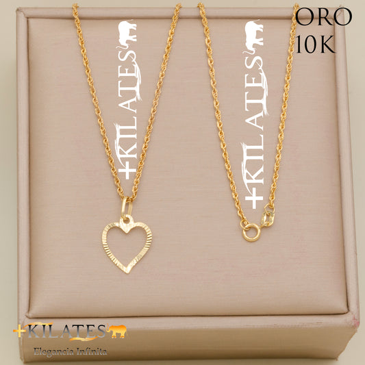 "CADENA PARA ADULTO 50CM CON DIJE DE CORAZON  ESTILO LAZO. ORO 1OK #775-2270"