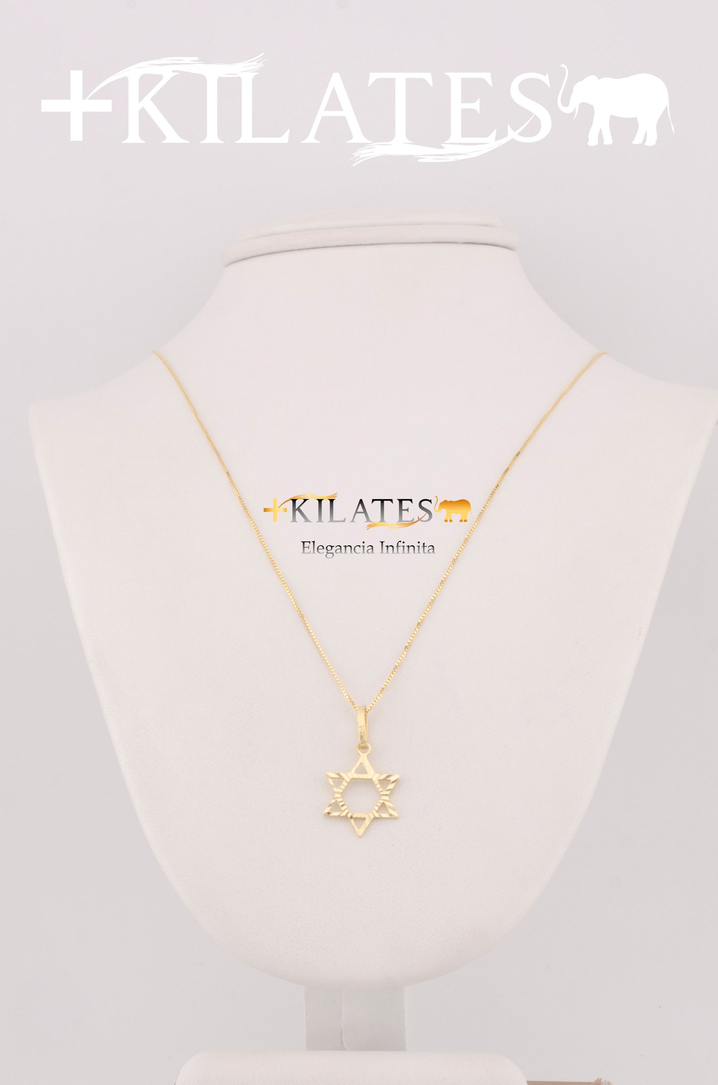 "CADENA PARA MUJER ESTILO FINITA  50 CM CON DIJE DE ESTRELLA DE DAVID. ORO 14K #775-2507"