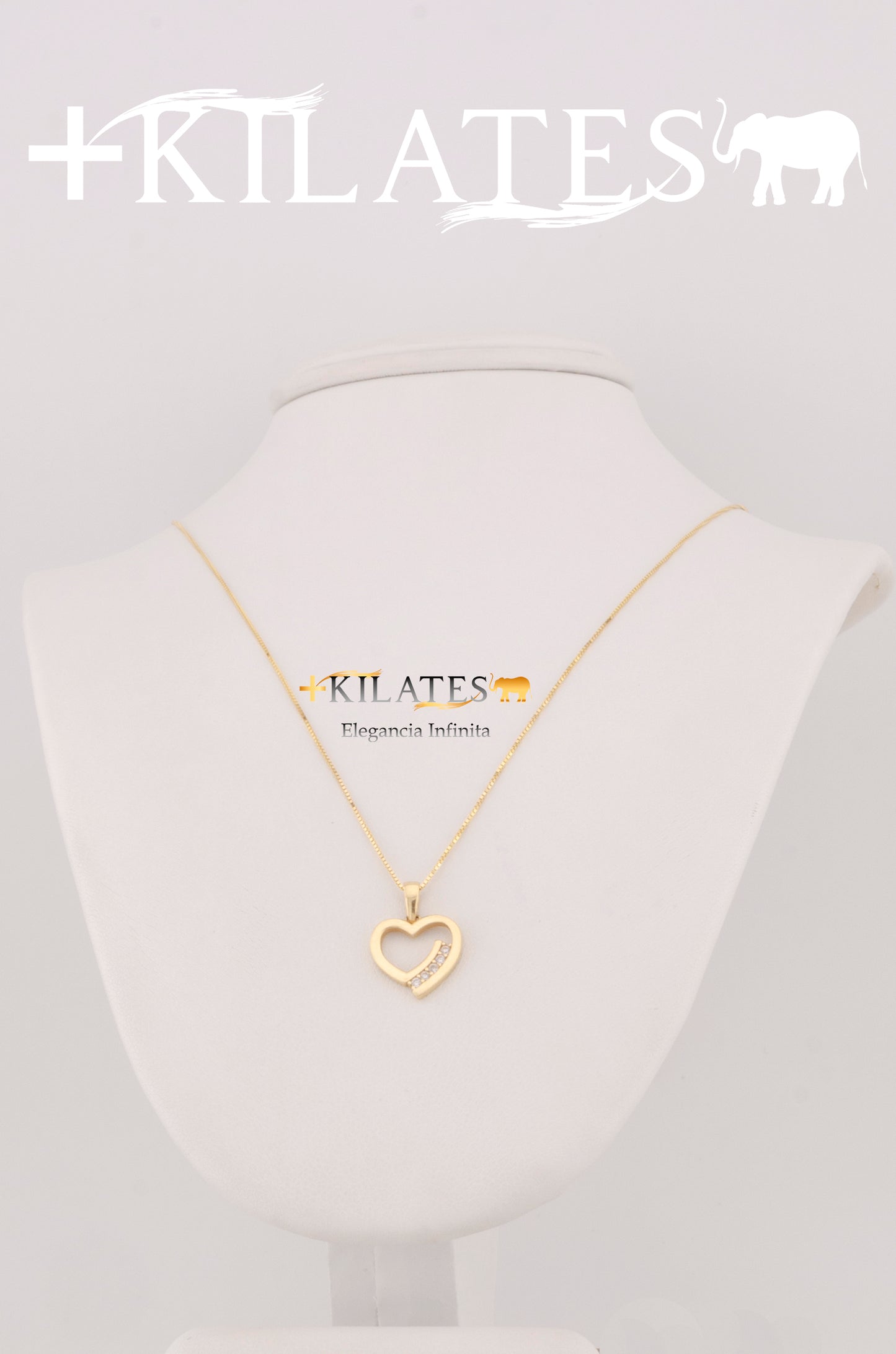 "CADENA PARA MUJER ESTILO FINITA  50 CM CON DIJE DE CORAZON CON ZIRCONIA BLANCA. ORO 14K #775-2509"