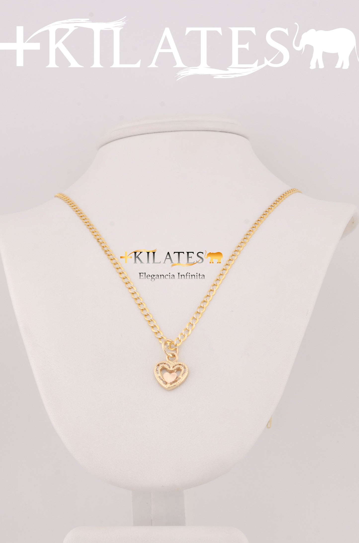 "CADENA PARA MUJER ESTILO CUBANA DIAMANTADA  50 CM CON DIJE DE CORAZON. ORO 14K #775-2518"