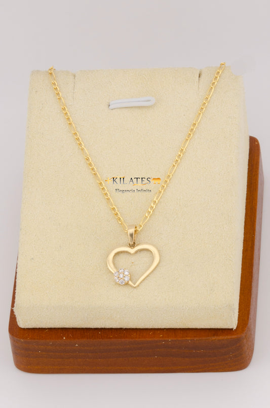 "CADENA PARA MUJER ESTILO 3+1 CON DIJE DE CORAZON. ORO 10K #775-2542"