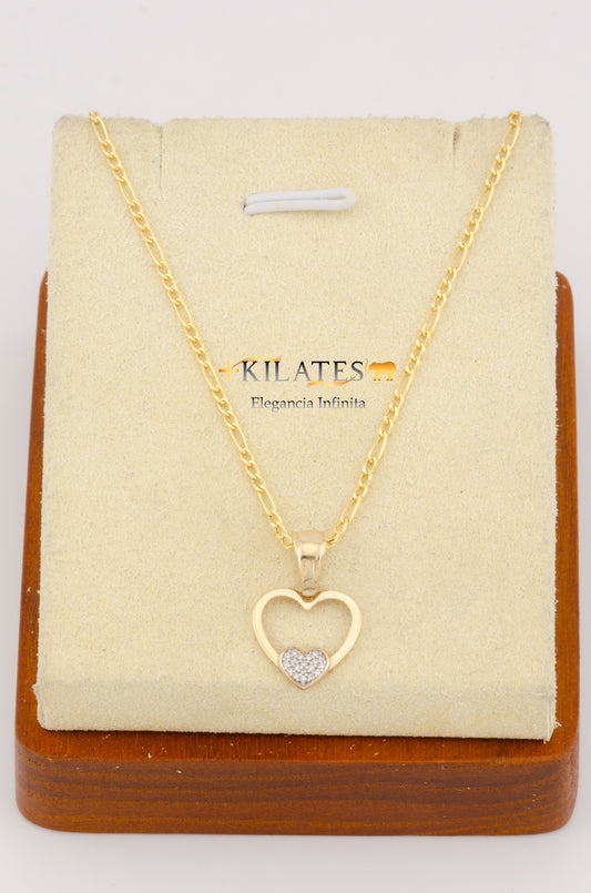 "CADENA PARA MUJER ESTILO 3+1 CON DIJE DE CORAZON. ORO 10K #775-2540"