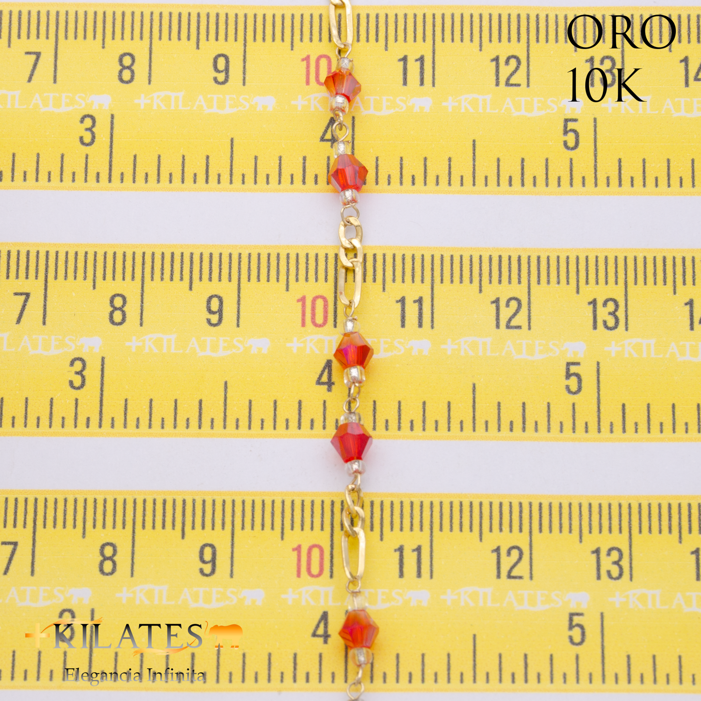 PULSERA CRISTALES SWAROSKY ROJO. ORO 10K