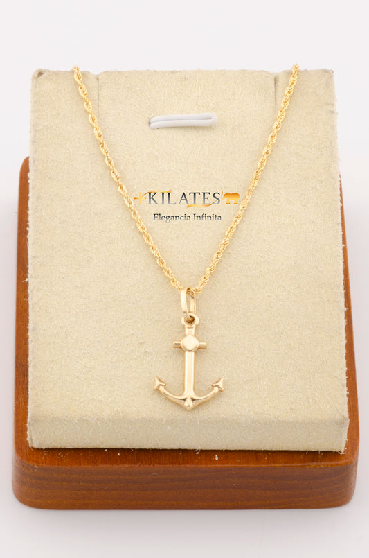 "CADENA DE 50CM PARA ADULTO ESTILO LAZO CON DIJE DE ANCLA. ORO 10K #775-2769"