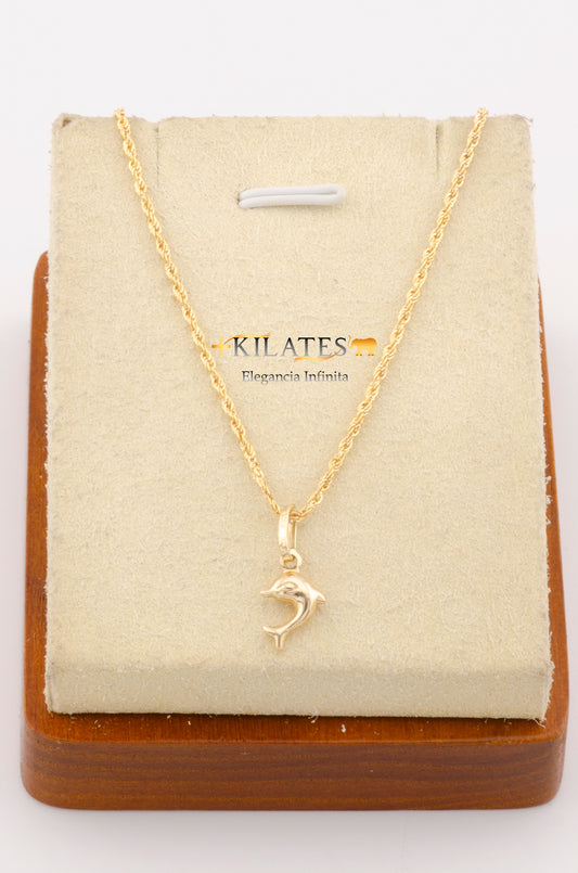"CADENA DE 50CM PARA ADULTO ESTILO LAZO CON DIJE DE DELFIN PEQUEÑO. ORO 10K #775-2773"