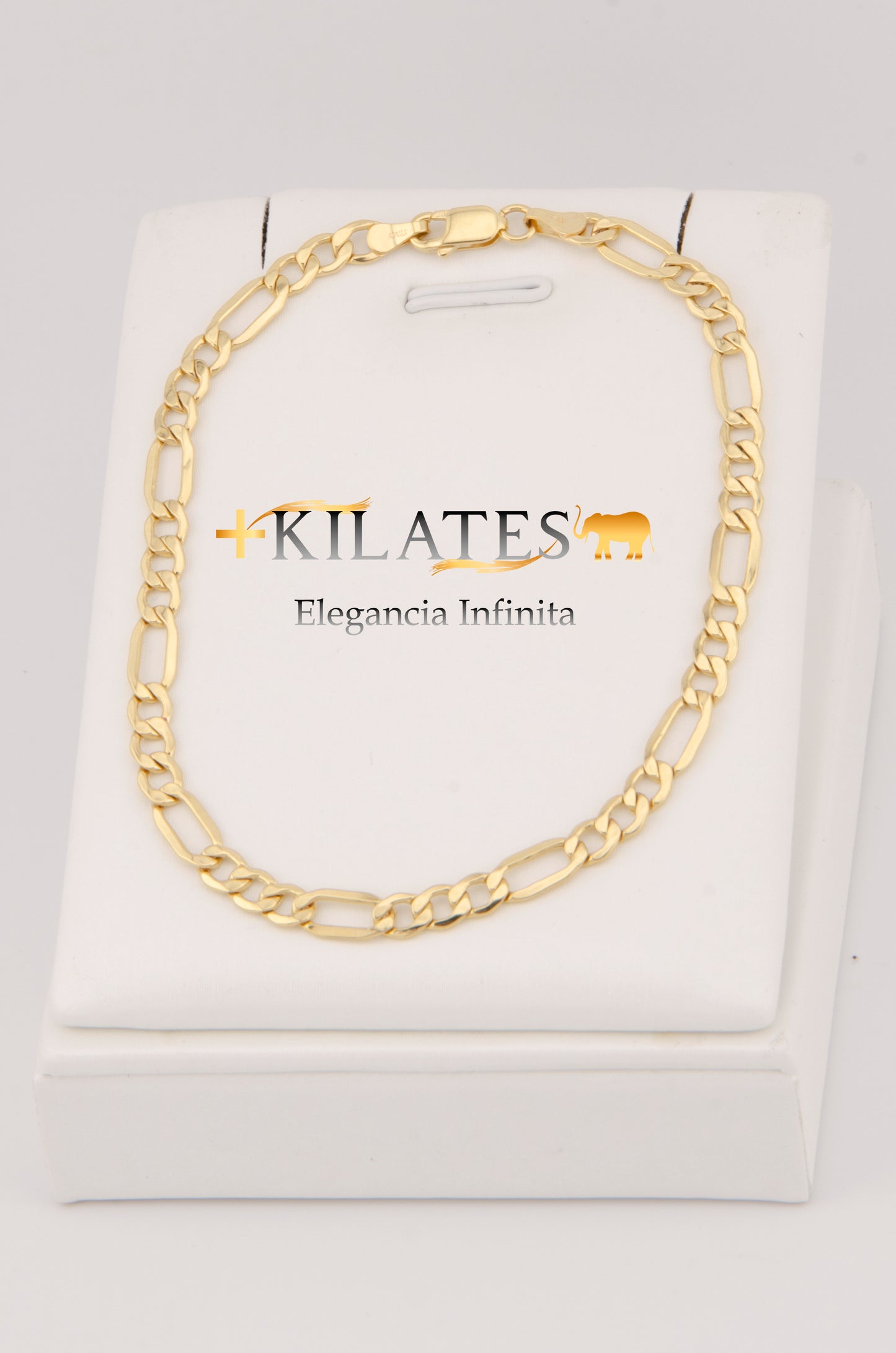 "PULSERA DE 21CM PARA ADULTO ESTILO 3+1. ORO 10K #775-2848"