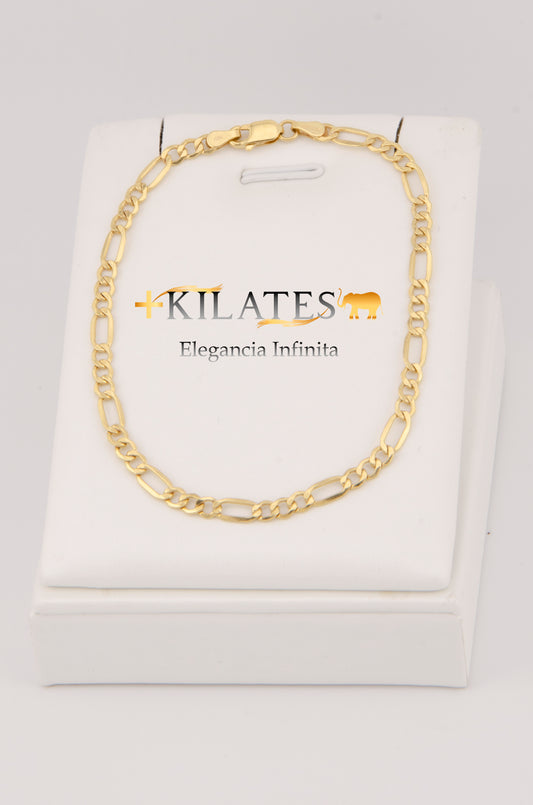 "PULSERA DE 19CM PARA ADULTO ESTILO 3+1. ORO 10K #775-2850"